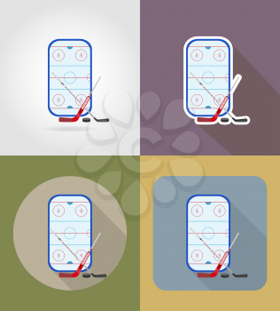 hockey stadium flat icons vector illustration isolated on background