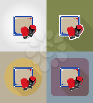 boxing ring flat icons vector illustration isolated on background