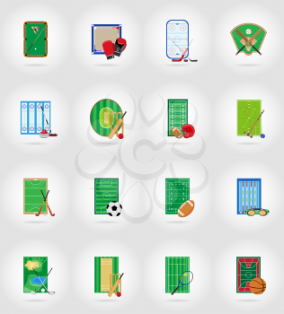 ccourt playground stadium and field for sports games flat icons vector illustration isolated on background