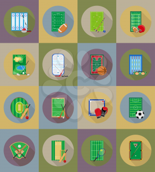 ccourt playground stadium and field for sports games flat icons vector illustration isolated on background