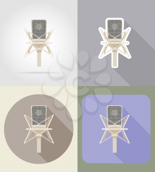 old retro microphone flat icons vector illustration isolated on background