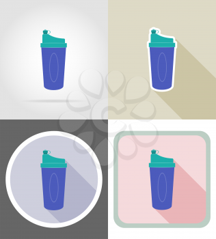 shaker bottle for fitness flat icons vector illustration isolated on background