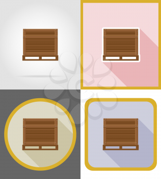delivery wooden box flat icons vector illustration isolated on background