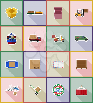 delivery flat icons vector illustration isolated on background