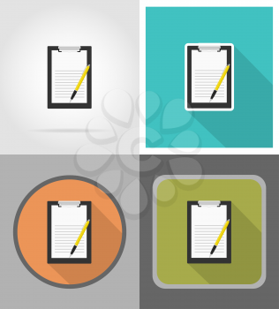 clipboard and pen flat icons vector illustration isolated on background