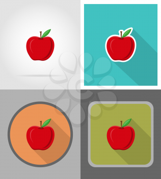 apple fruits flat icons vector illustration isolated on background