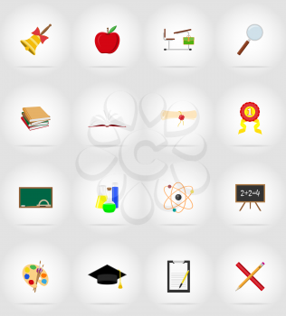 school education flat icons vector illustration isolated on background