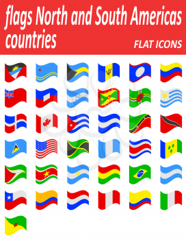 flags north and south americas countries flat icons vector illustration isolated on white background