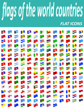 set flags of the world countries flat icons vector illustration isolated on white background