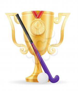 hockey on the field cup winner gold stock vector illustration isolated on white background