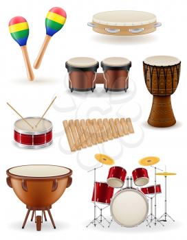 percussion musical instruments set icons stock vector illustration isolated on white background