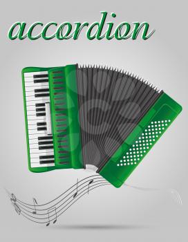 accordion musical instruments stock vector illustration isolated on gray background