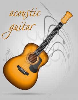 acoustic guitar musical instruments stock vector illustration isolated on gray background