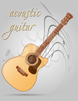 acoustic guitar musical instruments stock vector illustration isolated on gray background