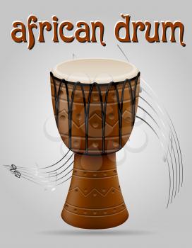 african drum musical instruments stock vector illustration isolated on gray background