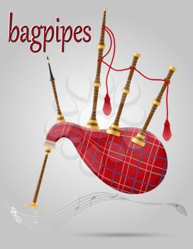 bagpipes wind musical instruments stock vector illustration isolated on gray background