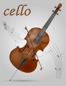 cello musical instruments stock vector illustration isolated on gray background