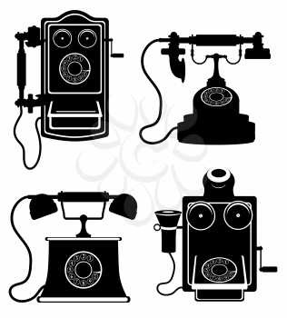 phone old retro vintage icon stock vector illustration black outline silhouette isolated on white background