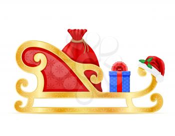 christmas sledges santa claus vector illustration isolated on white background