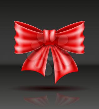red bow realistic vector illustration isolated on black background