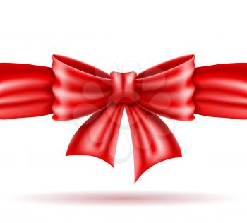 red bow and ribbon realistic vector illustration isolated on black background