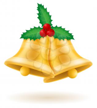 christmas gold bells vector illustration isolated on white background