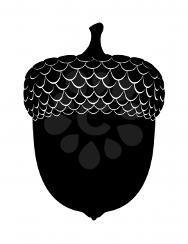 oak acorns black outline silhouette vector illustration isolated on white background