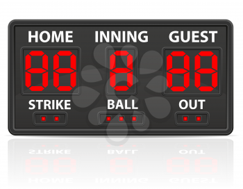 baseball sports digital scoreboard vector illustration isolated on white background