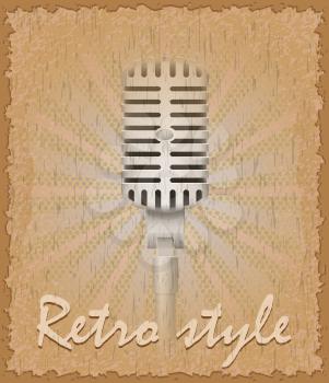 retro style poster old microphone stock vector illustration