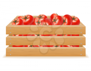 wooden box of tomato vector illustration isolated on white background