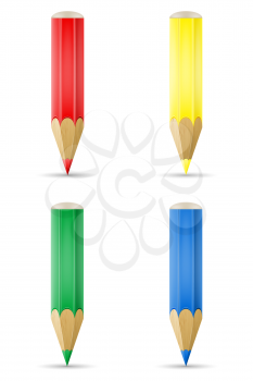 colored pencils for drawing vector illustration isolated on background