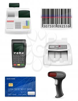 trading banking equipment for a shop set icons stock vector illustration isolated on white background