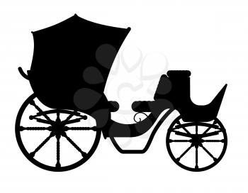 carriage for transportation of people black outline silhouette vector illustration isolated on white background