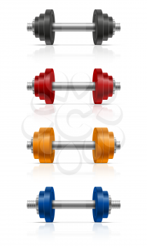 metal dumbbell for muscle building in gym vector illustration at gray background
