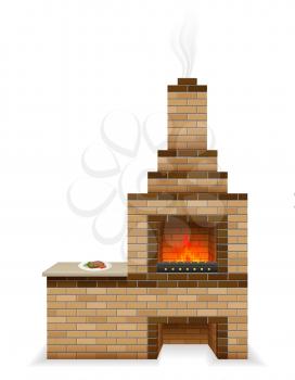 barbecue oven built of bricks vector illustration isolated on white background