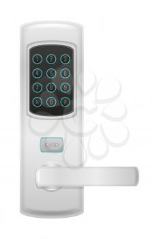 electronic lock with handle knob and electric drive vector illustration isolated on white background