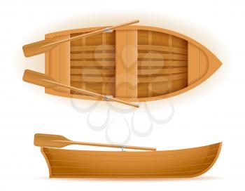 wooden boat top and side view vector illustration isolated on white background