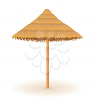 beach umbrella made of straw and reed for shade vector illustration isolated on white background