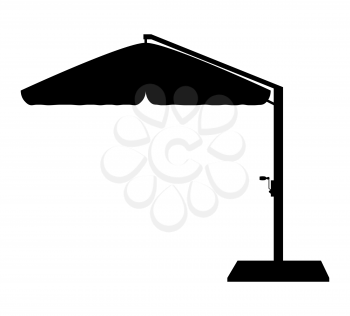 large sun umbrella for bars and cafes on the terrace or the beach black outline silhouette vector illustration isolated on white background