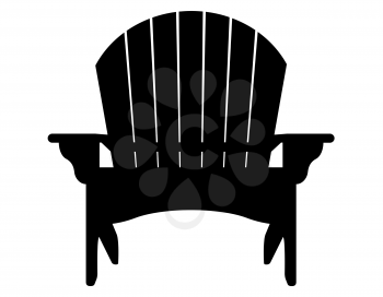 beach or garden armchair black contour silhouette vector illustration isolated on white background