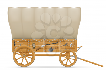 wooden wagon of the wild west with an awning vector illustration isolated on white background