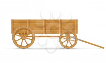 wooden cart for horse vector illustration isolated on white background