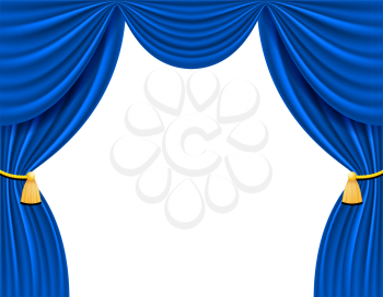 blue theatrical curtain for design vector illustration isolated on white background