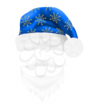 christmas hat santa claus and beard with a mustache vector illustration isolated on white background