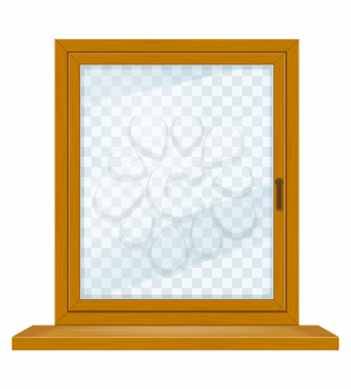 closed wooden window with transparent glass for design vector illustration isolated on white background