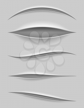 realistic paper cuts with a knife with a transparent background for design vector illustration isolated on background