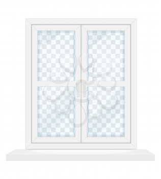 white transparent plastic window with window sill vector illustration isolated on background