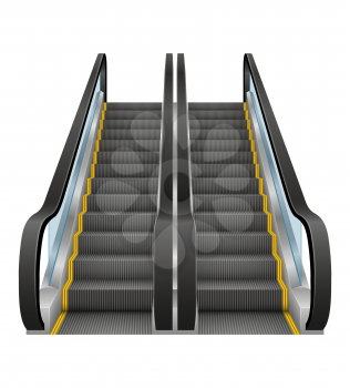 realistic modern escalator vector illustration isolated on white background