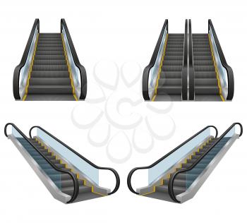 realistic modern escalator vector illustration isolated on white background