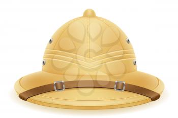 pith helmet hat for tourism hunting and expeditions vector illustration isolated on white background